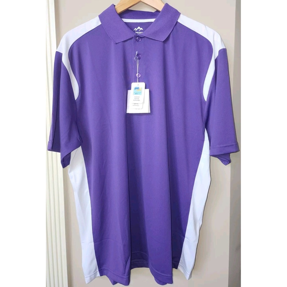 Polo Tri-Mountain Performance Polo Size Large Purple Golf Hiking Work Polo...